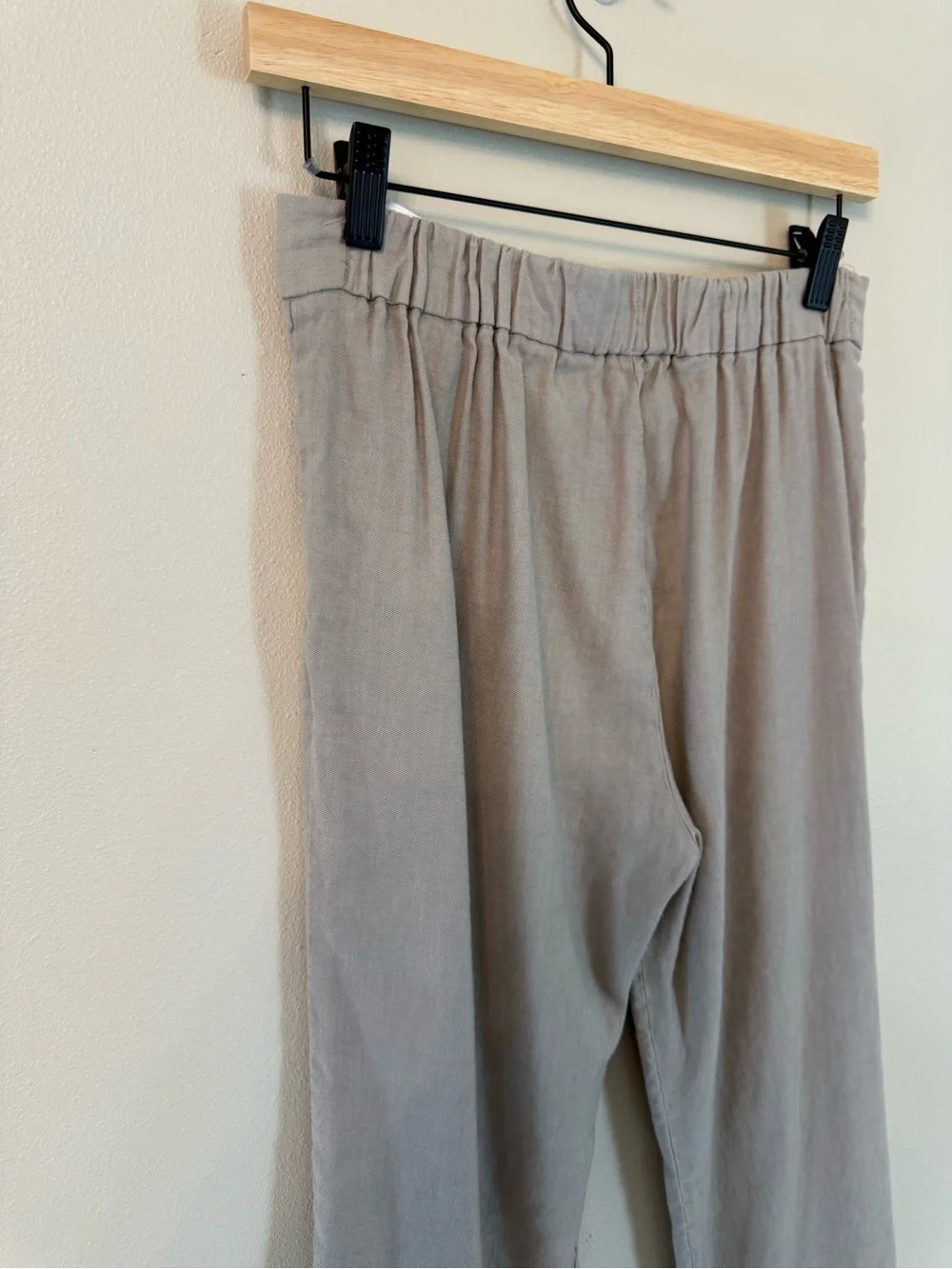Aritzia Babaton Cohen Pant Linen Blend Taupe High Rise Cropped Trousers Size 2